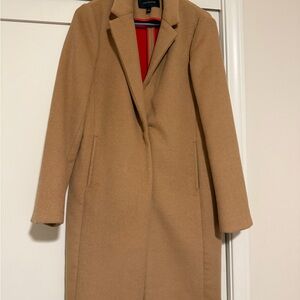 Ann Taylor Tan Trench Coat with Red Lining